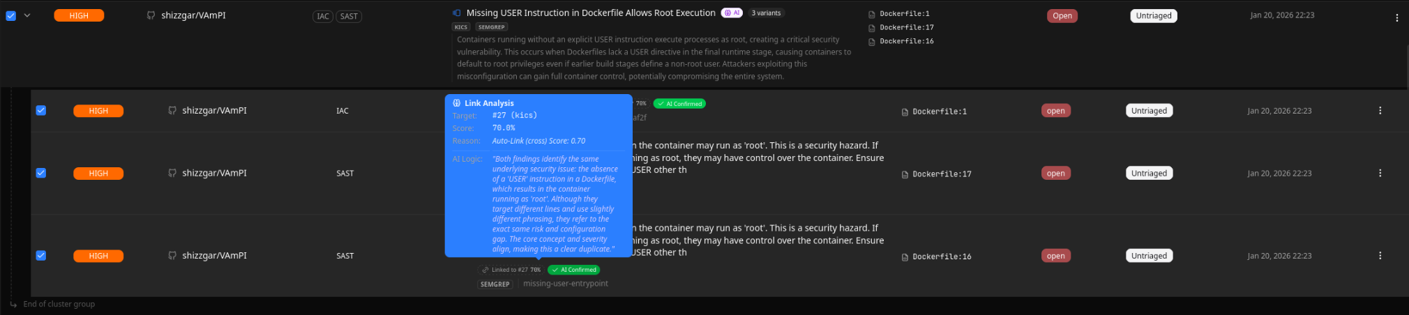 Screenshot: Finding Cluster Card