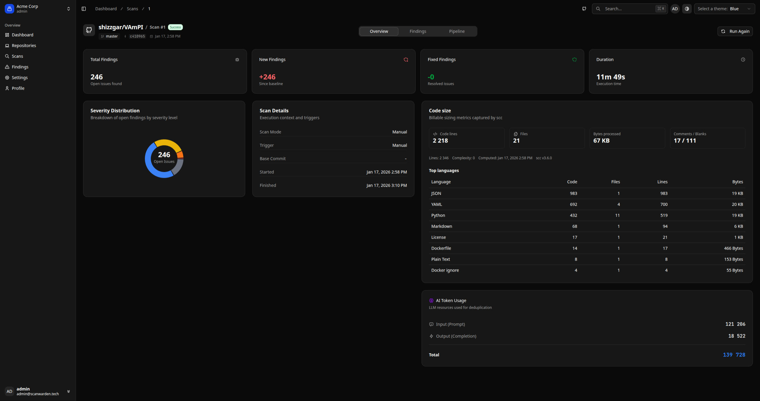 Screenshot: Token Usage Card